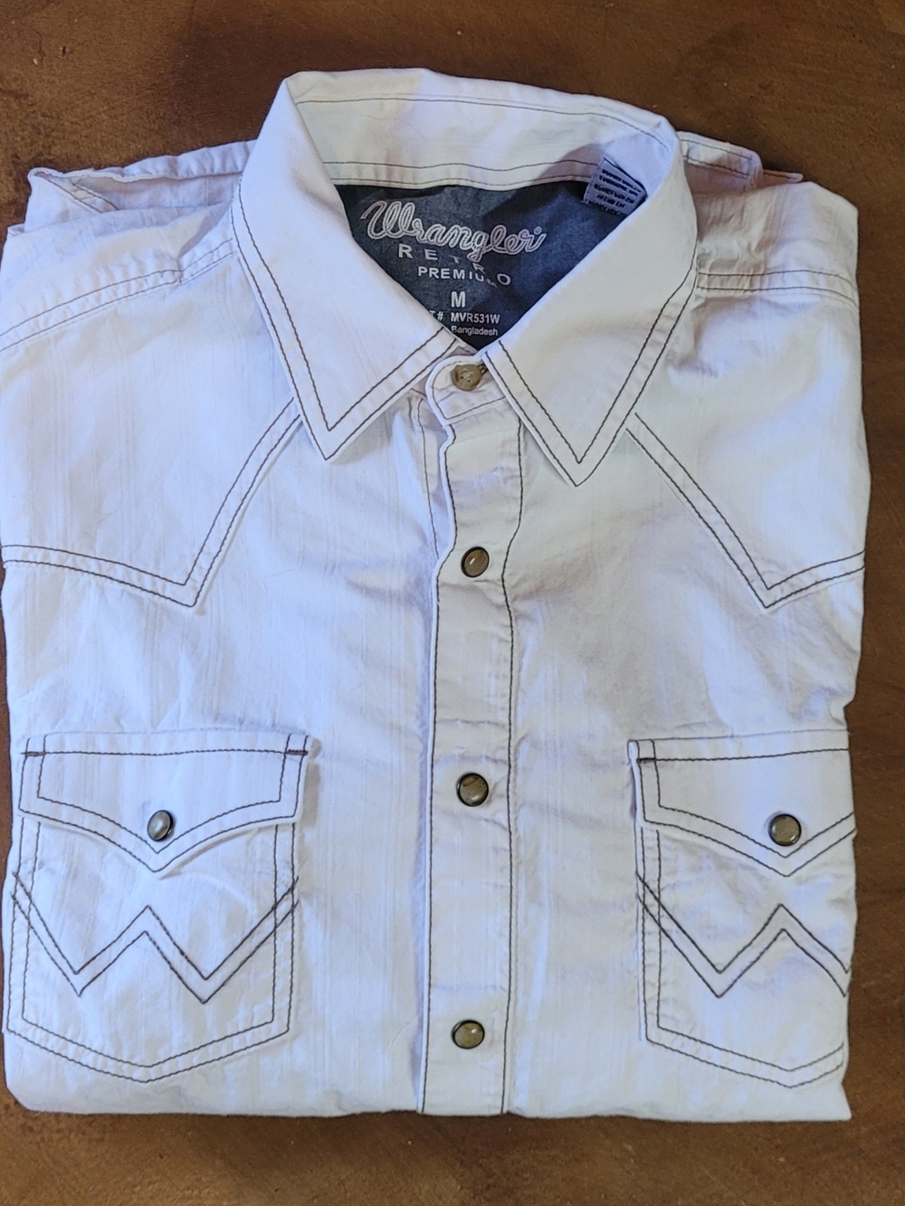 Wrangler Retro Men's White Western-Style Snap Front Shirt